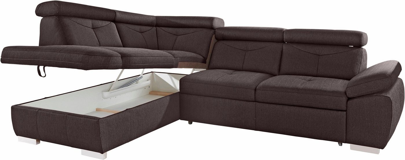exxpo - sofa fashion Ecksofa Spring, super bequem und komfortabel mit Armteil- und Kopfteilfunktion, wahlweise mit Bettfunktion und Bettkasten, L-Form – Bild 4 von 5