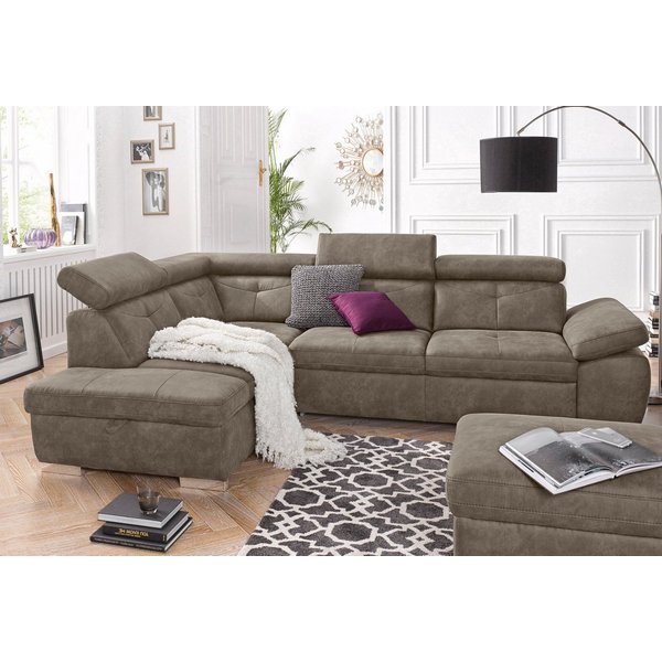 exxpo - sofa fashion Ecksofa Spring, super bequem und komfortabel mit Armteil- und Kopfteilfunktion, mit Bettfunktion & Bettkasten, Luxus-Microfaser +Simply Cle
