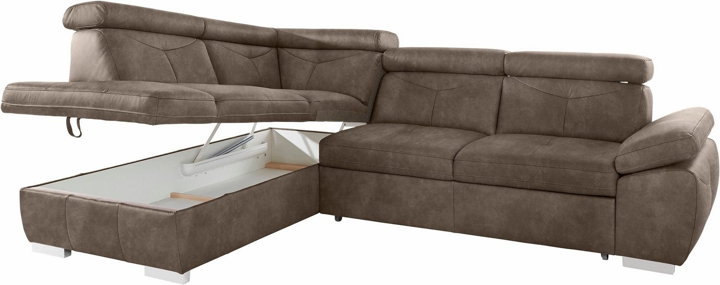 exxpo - sofa fashion Ecksofa Spring, super bequem und komfortabel mit Armteil- und Kopfteilfunktion, mit Bettfunktion & Bettkasten, Luxus-Microfaser +Simply Cle – Bild 5 von 5