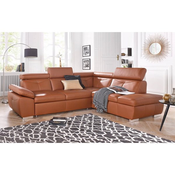 exxpo - sofa fashion Ecksofa Spring, super bequem und komfortabel mit Armteil- und Kopfteilfunktion, wahlweise mit Bettfunktion und Bettkasten, L-Form