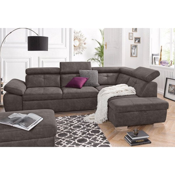 exxpo - sofa fashion Ecksofa Spring, super bequem und komfortabel mit Armteil- und Kopfteilfunktion, mit Bettfunktion & Bettkasten, Luxus-Microfaser +Simply Cle
