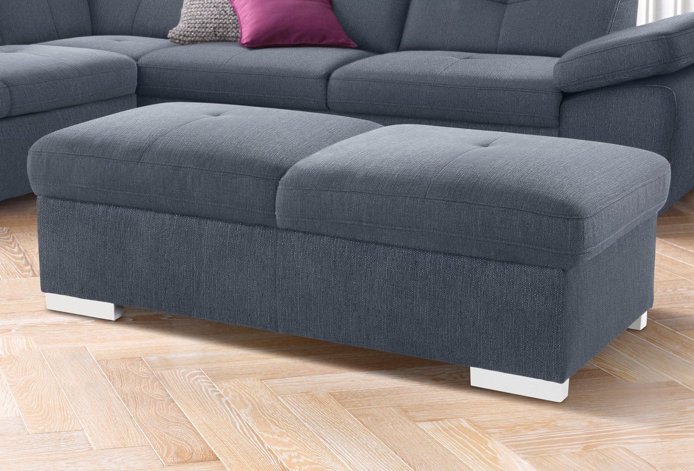 exxpo - sofa fashion Hocker Spring Bankhocker, guter Sitzkomfort und tolle Verarbeitungsdetails, aus Luxus-Microfaser +Simply Clean - für besonders einfache Rei – Bild 2 von 5