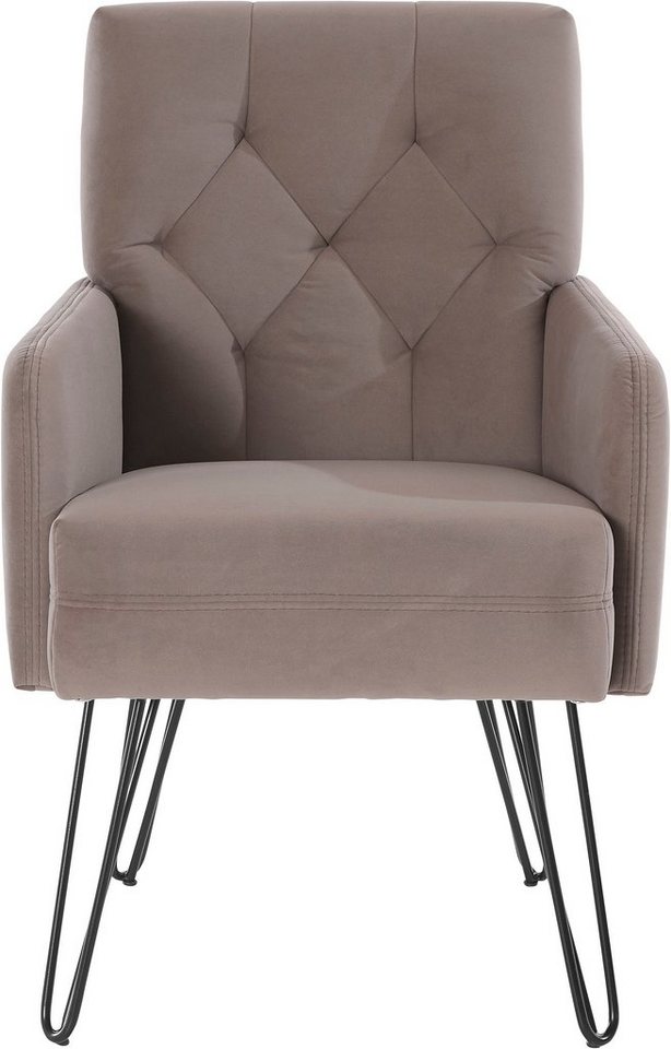 exxpo - sofa fashion Sessel Doppio, Loungesessel mit Designuntergestell, bequem und elegant, aufwendige Rückenverarbeitung, Breite 61 cm – Bild 3 von 5