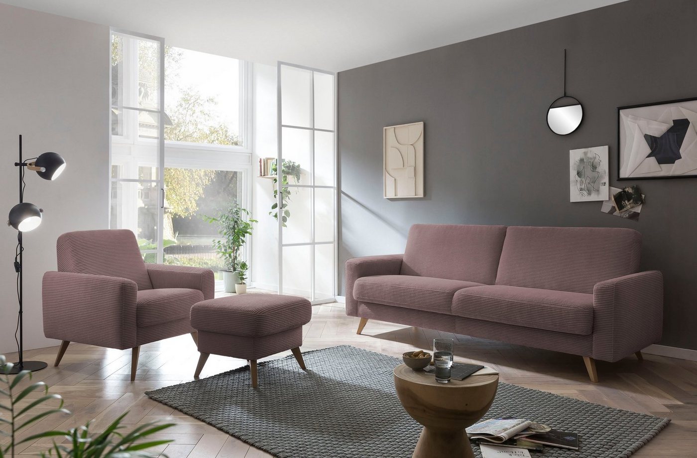 exxpo - sofa fashion Sessel Samso, Loungesessel, elegant und bequem, aktueller Cord Bezug – Bild 5 von 5