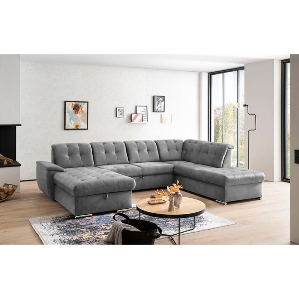 exxpo - sofa fashion Wohnlandschaft Durango, aufwendige Sitz- und Rückenverarbeitung, bequem, U-Form, inkl. Kopfteilverstellung, wahlweise mit Bettfunktion und