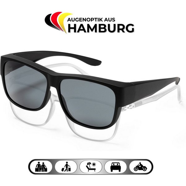 EyeAm Sonnenbrille, Überziehbrille, Polarisierte Überbrille für Brillenträger, Fit Over Modell: Überbrille