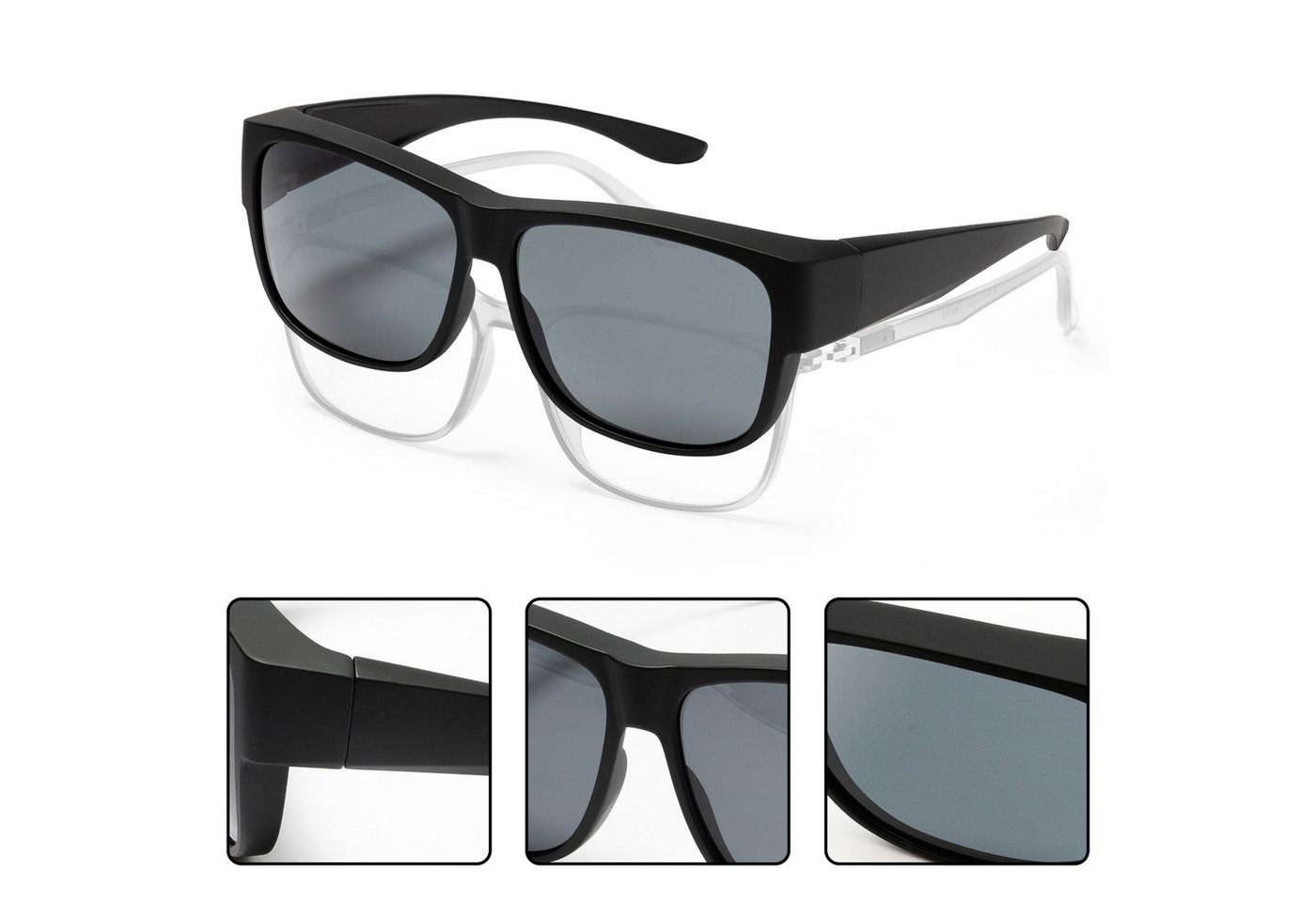 EyeAm Sonnenbrille, Überziehbrille, Polarisierte Überbrille für Brillenträger, Fit Over Modell: Überbrille – Bild 3 von 5