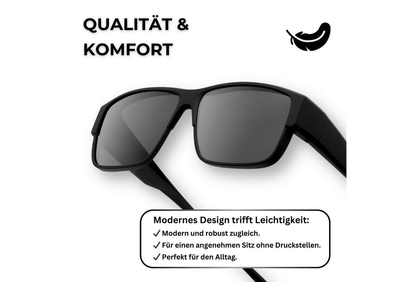 EyeAm Sonnenbrille, Überziehbrille, Polarisierte Überbrille für Brillenträger, Fit Over Modell: Überbrille – Bild 5 von 5