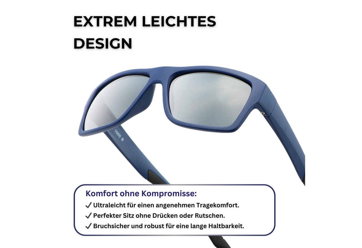 EyeAm Sonnenbrille, Polarisierte Gläser & Ultraleicht, Schwimmfähig, Sportbrille Modell: 1000 – Bild 5 von 5
