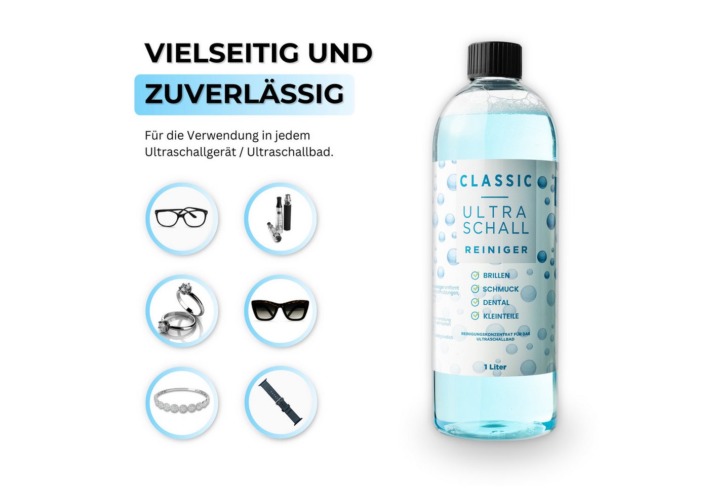 EyeAm Ultraschallreiniger, Konzentrat für Ultraschallgerät, Reinigung von Brillen & Zahnersatz – Bild 5 von 5