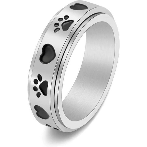 Eyecatcher Fingerring Anti Stress Fidget Ring Pfoten Herz Anxiety Ring