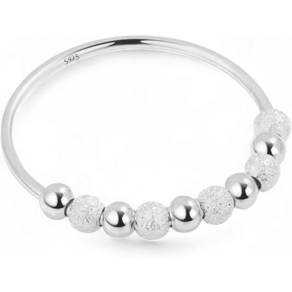 Eyecatcher Silberring 925 Sterling Silber Anti Stress Ring Kügelchen, Anti Stress Ring, Angst Spinner Ring, Axiety Ring