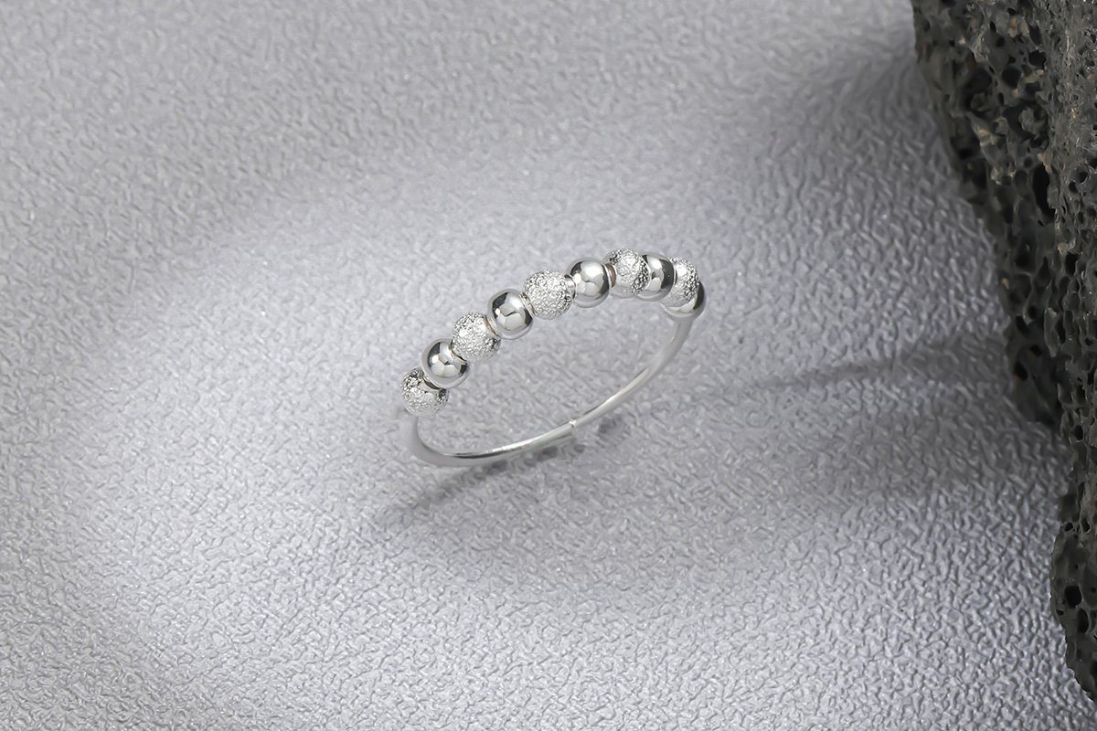 Eyecatcher Silberring 925 Sterling Silber Anti Stress Ring Kügelchen, Anti Stress Ring, Angst Spinner Ring, Axiety Ring – Bild 4 von 5