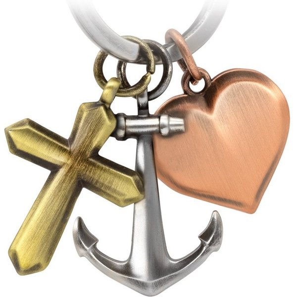 FABACH Schlüsselanhänger Glaube Liebe Hoffnung Schlüsselanhänger - Geschenk Kreuz Herz Anker