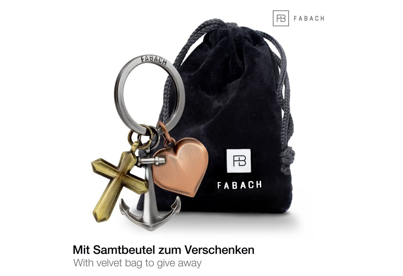 FABACH Schlüsselanhänger Glaube Liebe Hoffnung Schlüsselanhänger - Geschenk Kreuz Herz Anker – Bild 2 von 5