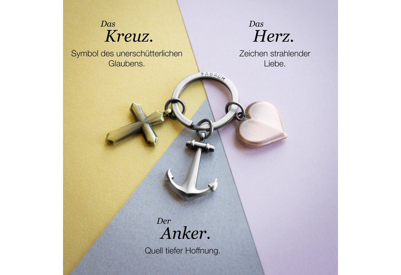 FABACH Schlüsselanhänger Glaube Liebe Hoffnung Schlüsselanhänger - Geschenk Kreuz Herz Anker – Bild 3 von 5