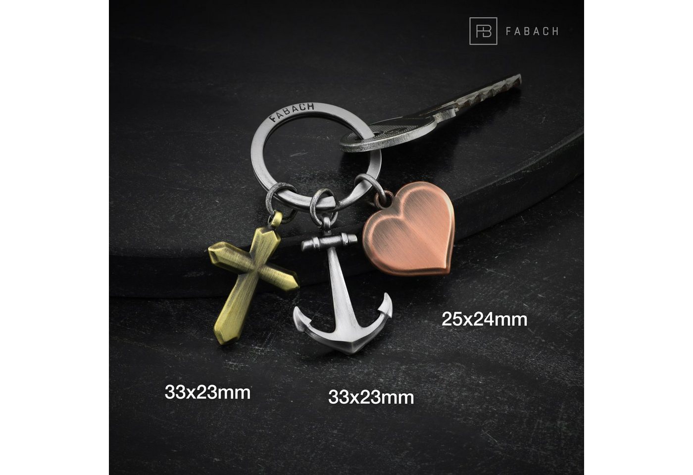 FABACH Schlüsselanhänger Glaube Liebe Hoffnung Schlüsselanhänger - Geschenk Kreuz Herz Anker – Bild 4 von 5