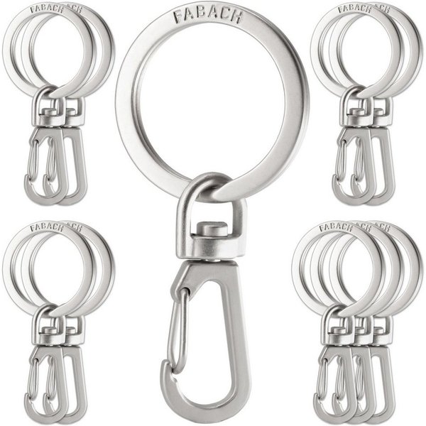 FABACH Schlüsselanhänger Karabiner mit drehbarem Schlüsselring - abnehmbare Karabinerhaken