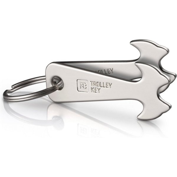 FABACH Schlüsselanhänger Trolley Key Silber Einkaufswagenlöser - Einkaufswagenchip Einkaufschip (2-tlg)