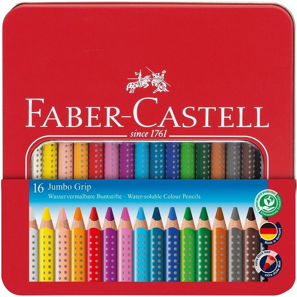 Faber-Castell Buntstifte "Jumbo Grip", 16er-Set im Metalletui