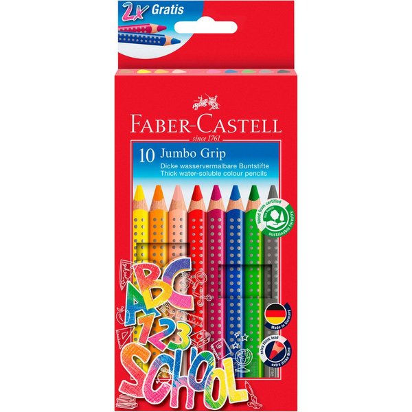Faber-Castell Farbstifte "Jumbo Grip" 8+2 Gratis -Schulaktion