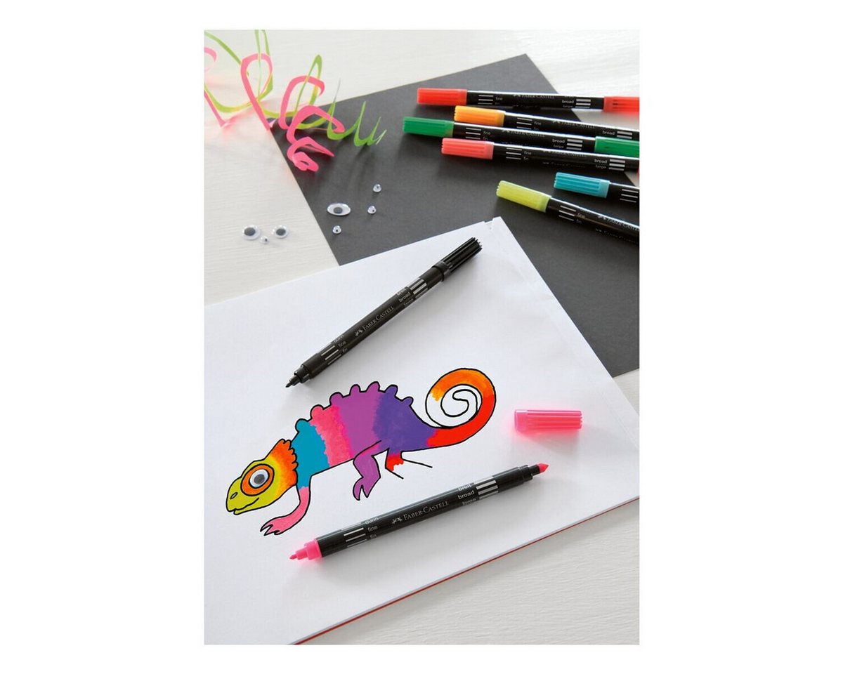 Faber-Castell Filzstift Neon, (10-tlg), 10er Set, Doppelfasermaler – Bild 4 von 4