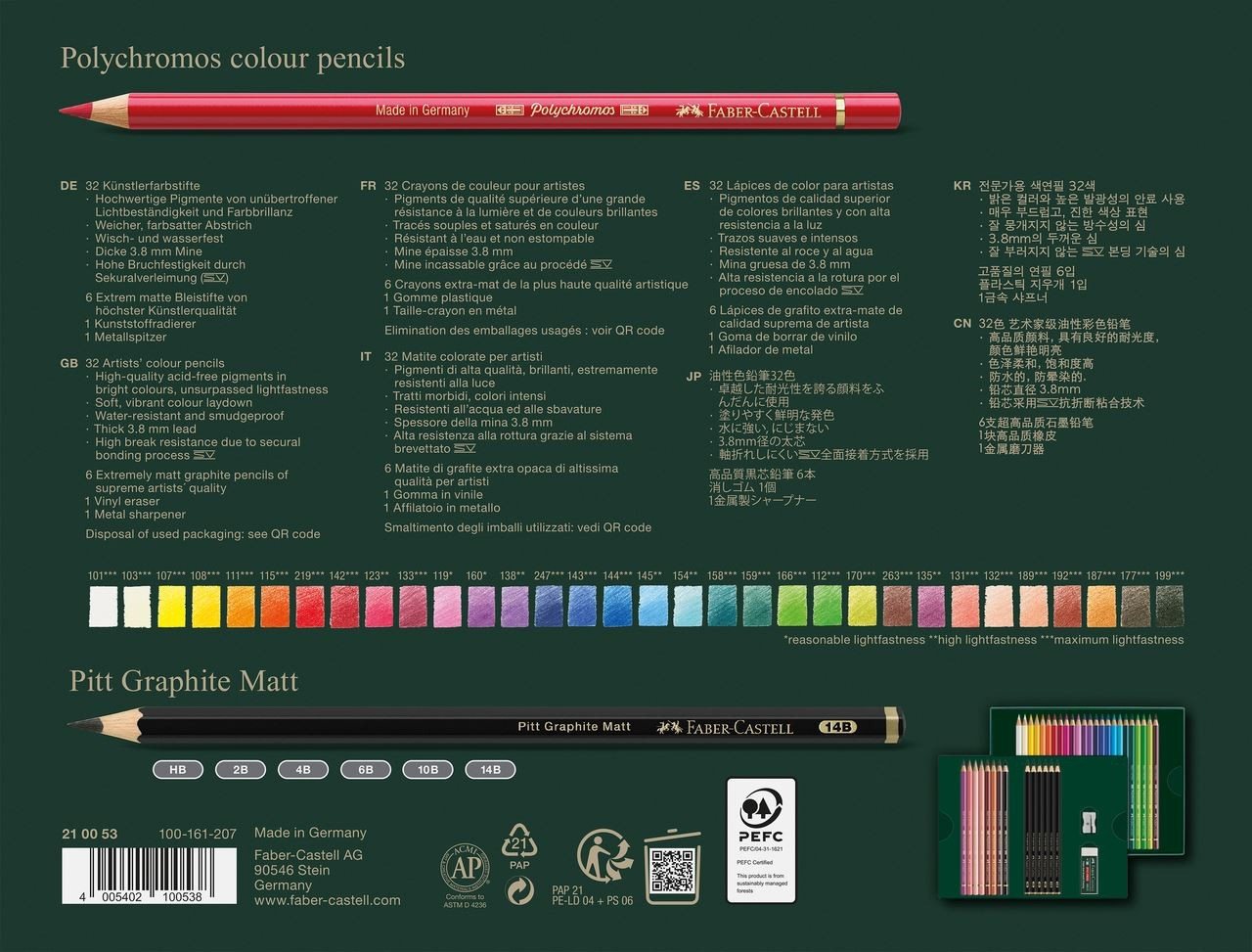 Faber-Castell Künstlerstift Polychromos und Pitt Graphite Matt Geschenkset 40 teilig, Wisch und wasserfest – Bild 2 von 3