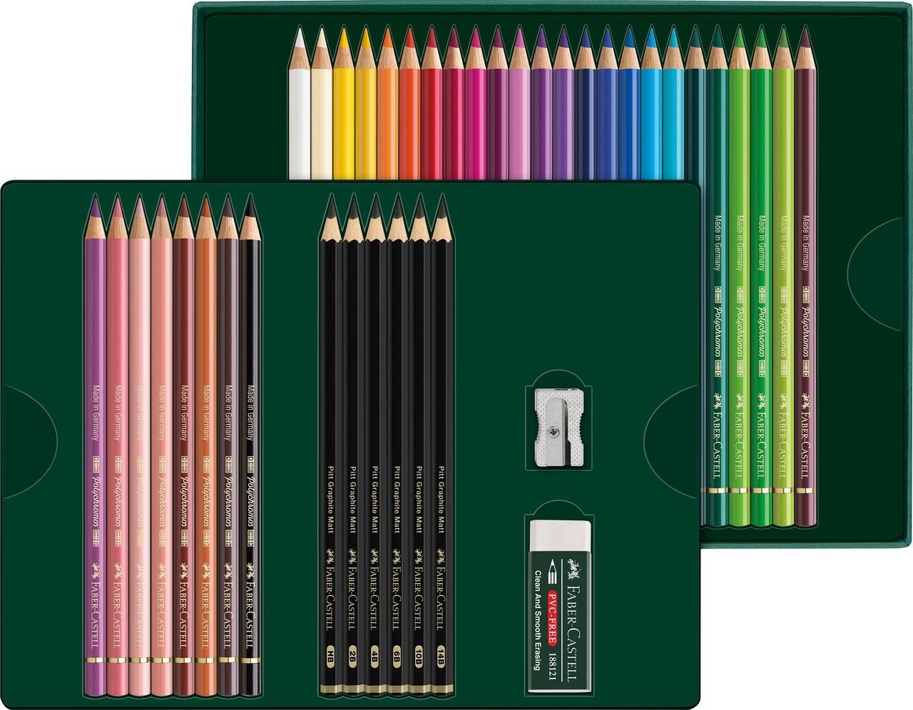 Faber-Castell Künstlerstift Polychromos und Pitt Graphite Matt Geschenkset 40 teilig, Wisch und wasserfest – Bild 3 von 3