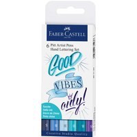 Faber-Castell Tuschestifte-Set, Blautöne, Pitt Artist Pen, Handlettering-Set, 6 Stk.