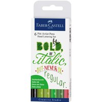 Faber-Castell Tuschestifte-Set, Grüntöne, Pitt Artist Pen, Handlettering-Set, 6 Stk.