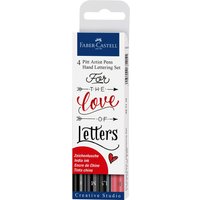 Pen Hand Lettering Set schwarz/rot, 4-teilig