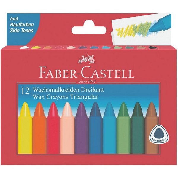 Faber-Castell Wachsmalstift, (12-tlg), mit ergonomischer Griffzone