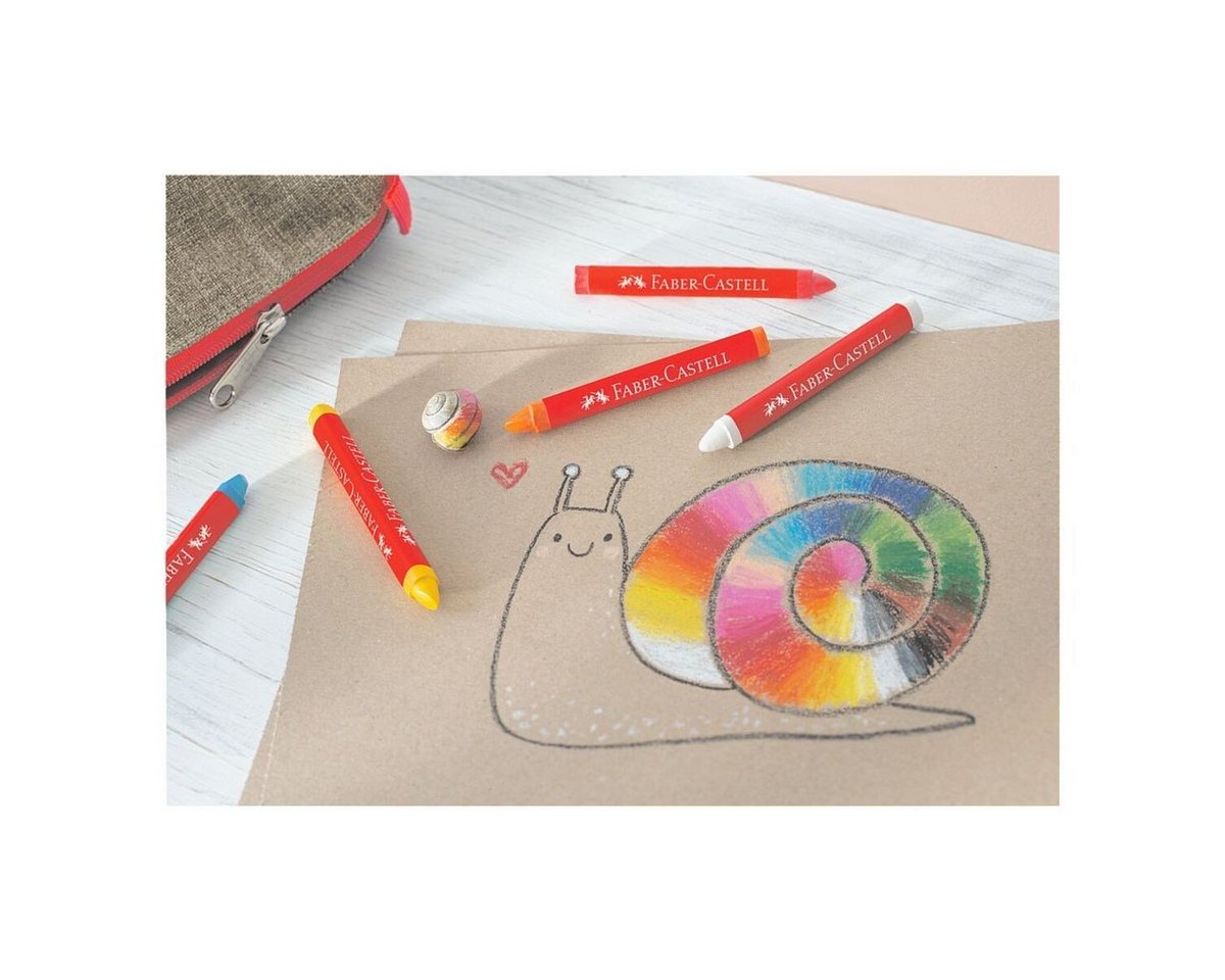 Faber-Castell Wachsmalstift, (12-tlg), mit ergonomischer Griffzone – Bild 4 von 5
