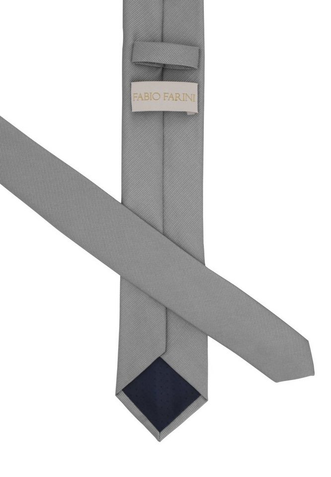 Fabio Farini Krawatte einfarbige Herren Schlips - Unicolor Krawatte in 6cm oder 8cm Breite (1-St., Unifarben) Schmal (6cm), Silber perfekt als Geschenk – Bild 3 von 5