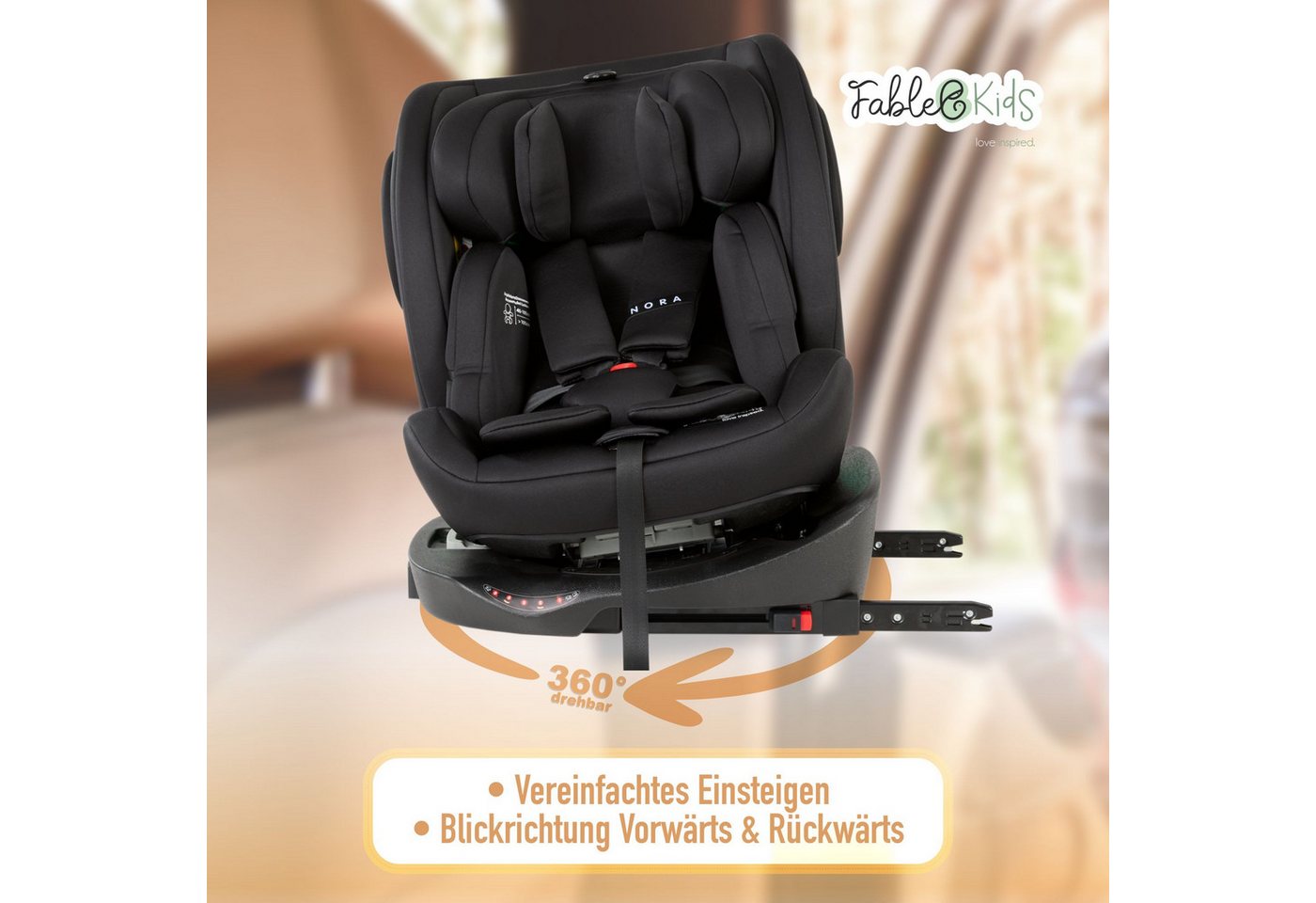 FableKids Autokindersitz Autositz Kinderautositz 360° drehbar Isofix 40-150 cm, ab: Geburt, bis: ca. 12 Jahre, ab: 40 cm, bis: 150 cm – Bild 4 von 5