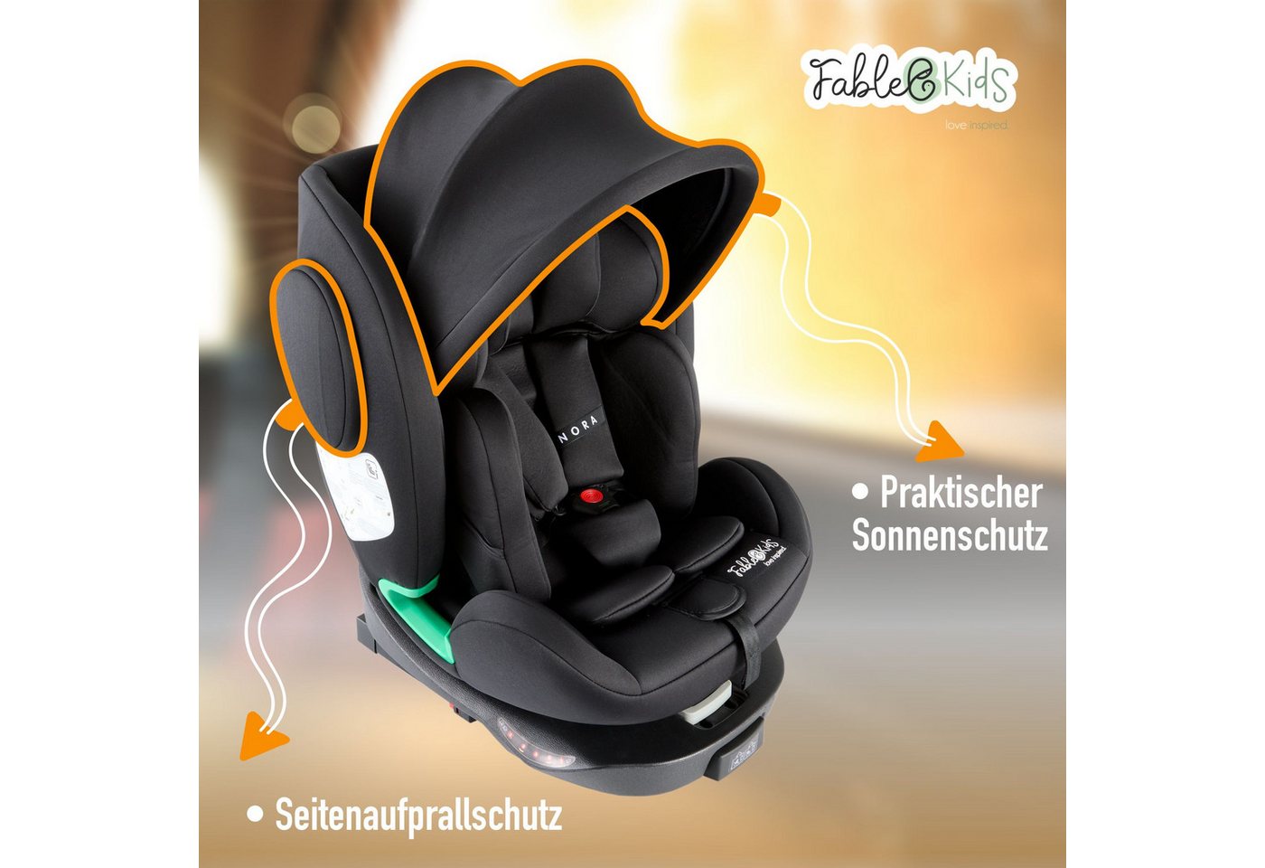 FableKids Autokindersitz Autositz Kinderautositz 360° drehbar Isofix 40-150 cm, ab: Geburt, bis: ca. 12 Jahre, ab: 40 cm, bis: 150 cm – Bild 5 von 5