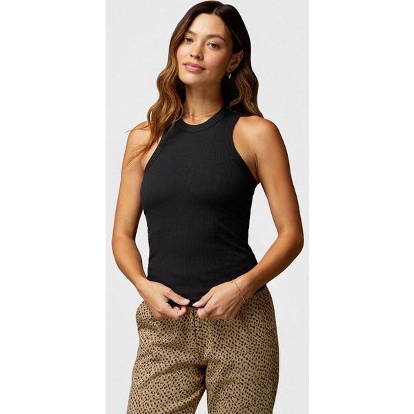 Fabletics Tanktop High Neck Rib mit integriertem BH gerippte Textur, geschwungene Träger