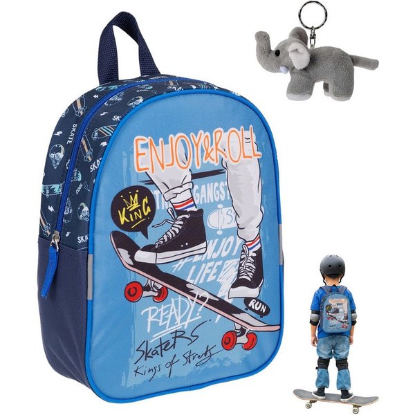 fabrizio® Kinderrucksack Rucksack Jungen Mädchen Kindergarten Tasche, Kindergartenrucksack Kinder Handgepäck Skateboard Rookie 20651 +e