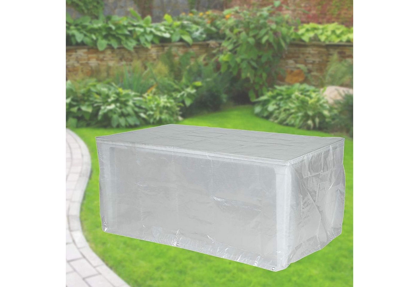 Fachhandel Plus Gartenmöbel-Schutzhülle Komfort Schutzhülle für rechteckige Gartentische 180x100x75 cm, wasserabweisend, robust, platzsparend – Bild 2 von 3