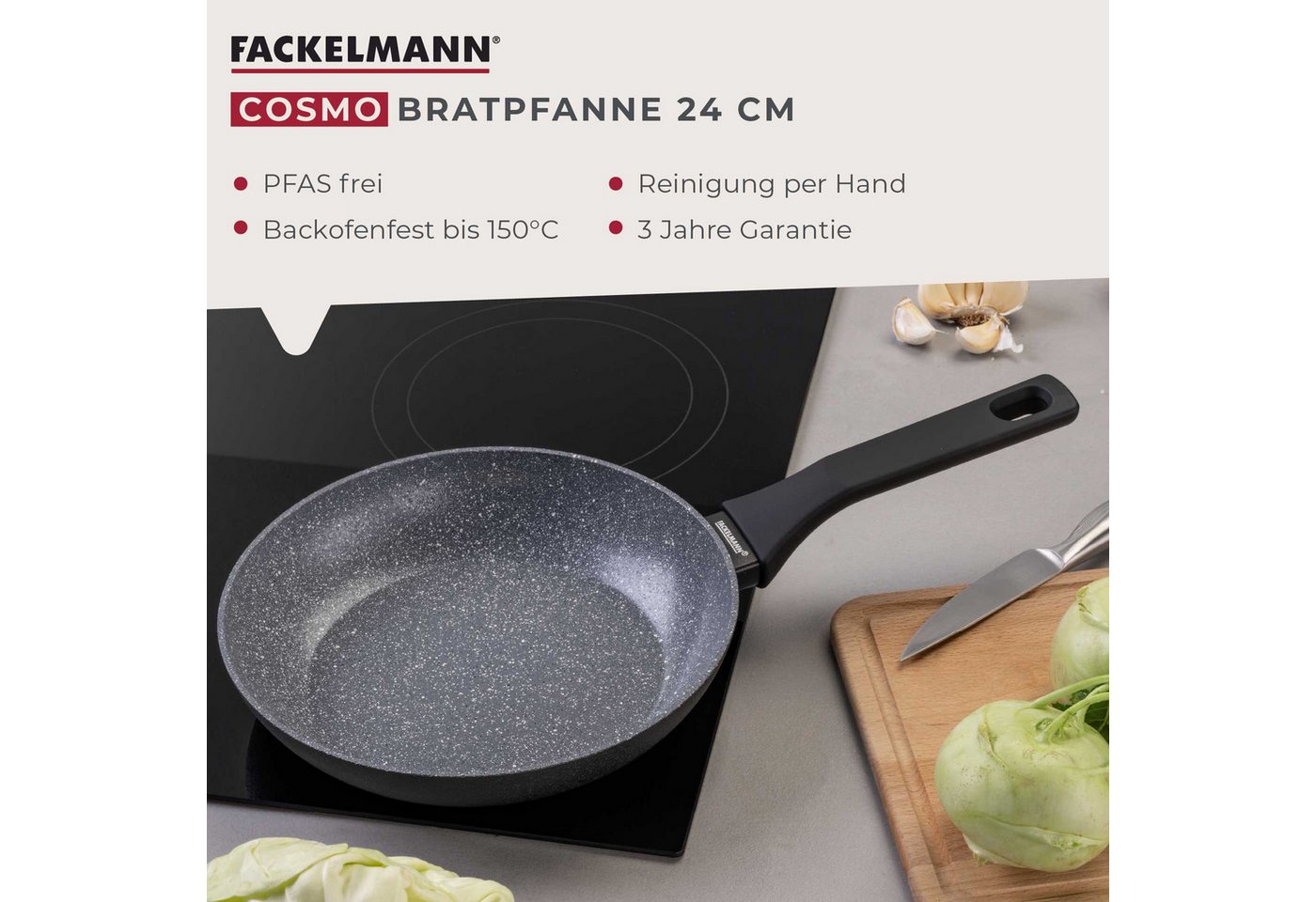 FACKELMANN Bratpfanne Cosmo, Aluminium (Set, 3-tlg), Bratpfannen-Set Cosmo Ø 20, 24, 28 cm – mit Ceramic-Beschichtung – Bild 4 von 5