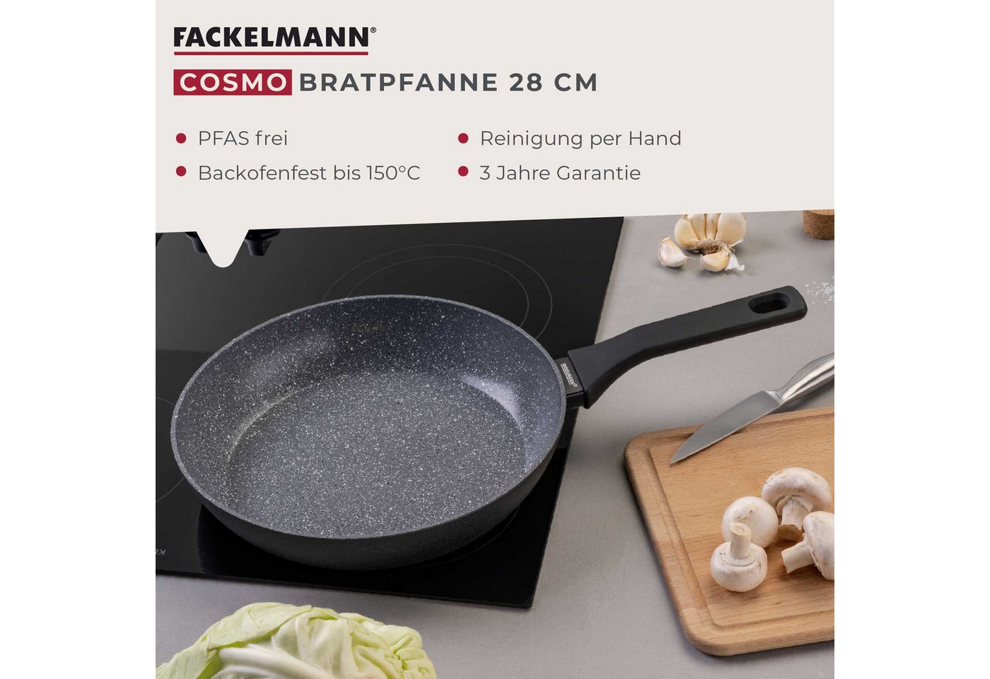 FACKELMANN Bratpfanne Cosmo, Aluminium (Set, 3-tlg), Bratpfannen-Set Cosmo Ø 20, 24, 28 cm – mit Ceramic-Beschichtung – Bild 5 von 5