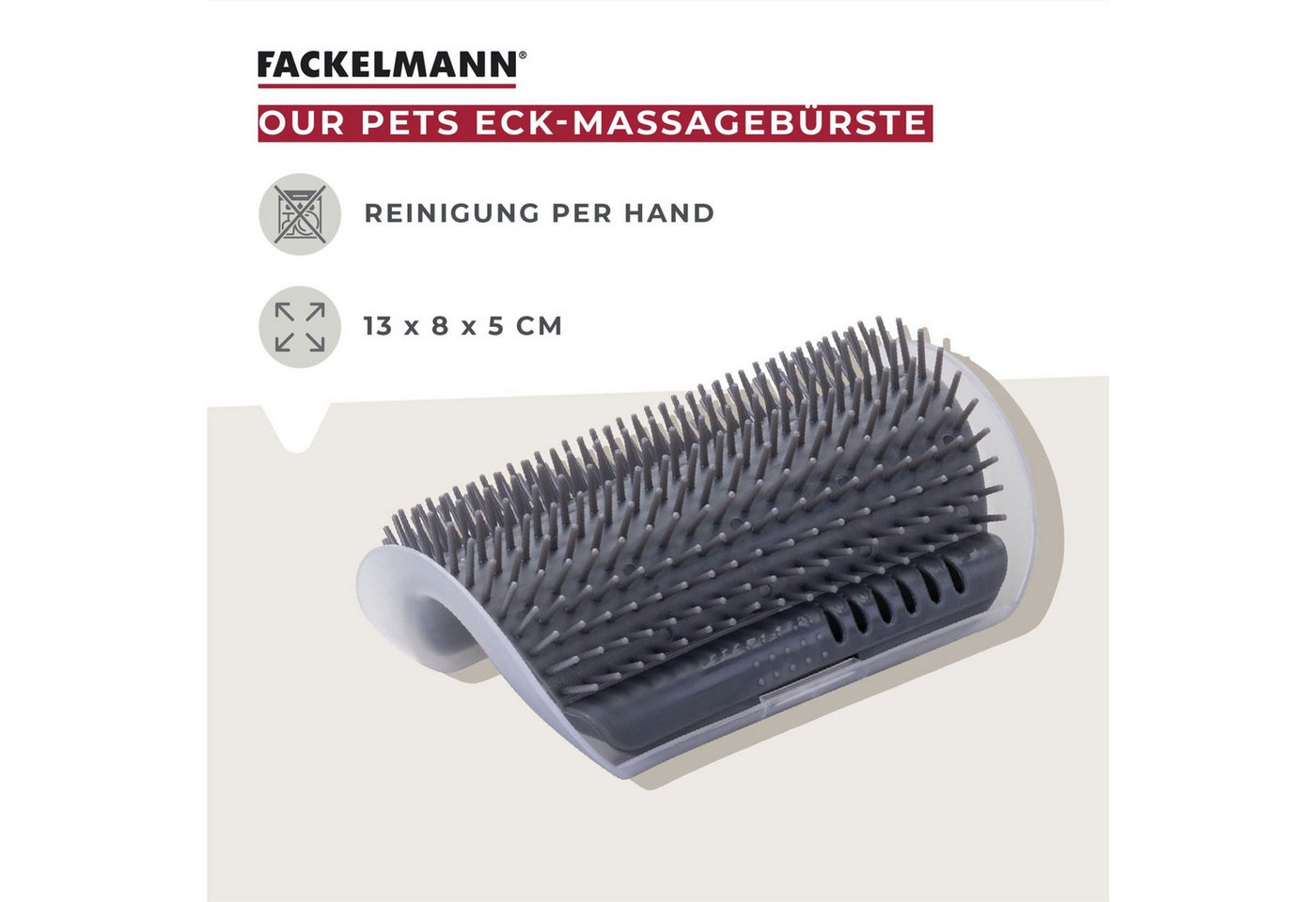 FACKELMANN Fellbürste Eck-Massagebürste, Tierhaarbürste, Katzenbürste, Massagebürste – Bild 2 von 5
