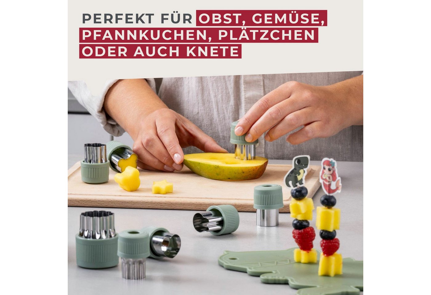 FACKELMANN Kinderbesteck Gemüse-Ausstechformen, Mini-Ausstecher, Kreativ-Küchenhelfer – Bild 3 von 5