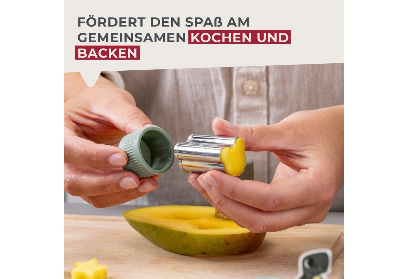 FACKELMANN Kinderbesteck Gemüse-Ausstechformen, Mini-Ausstecher, Kreativ-Küchenhelfer – Bild 4 von 5