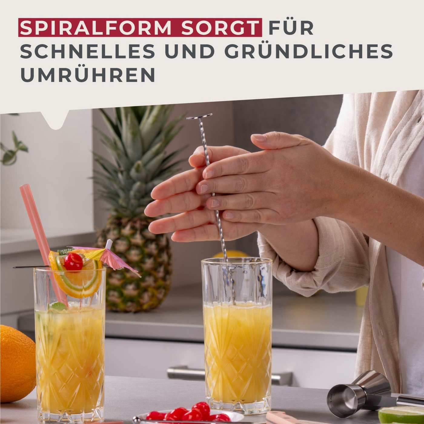 FACKELMANN Longdrinklöffel Cocktaillöffel, Barlöffel, Edelstahl Rührwerkzeug – Bild 4 von 5