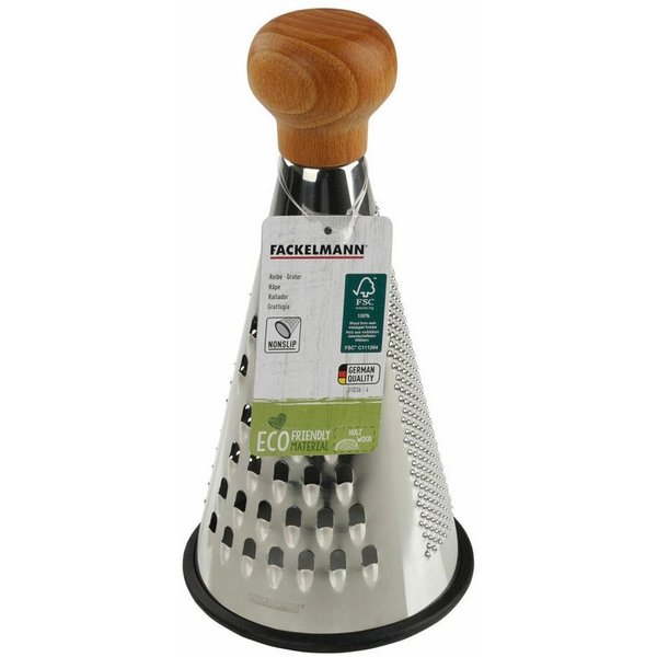 FACKELMANN Multireibe Nature konisch Eco, Edelstahl, Holz
