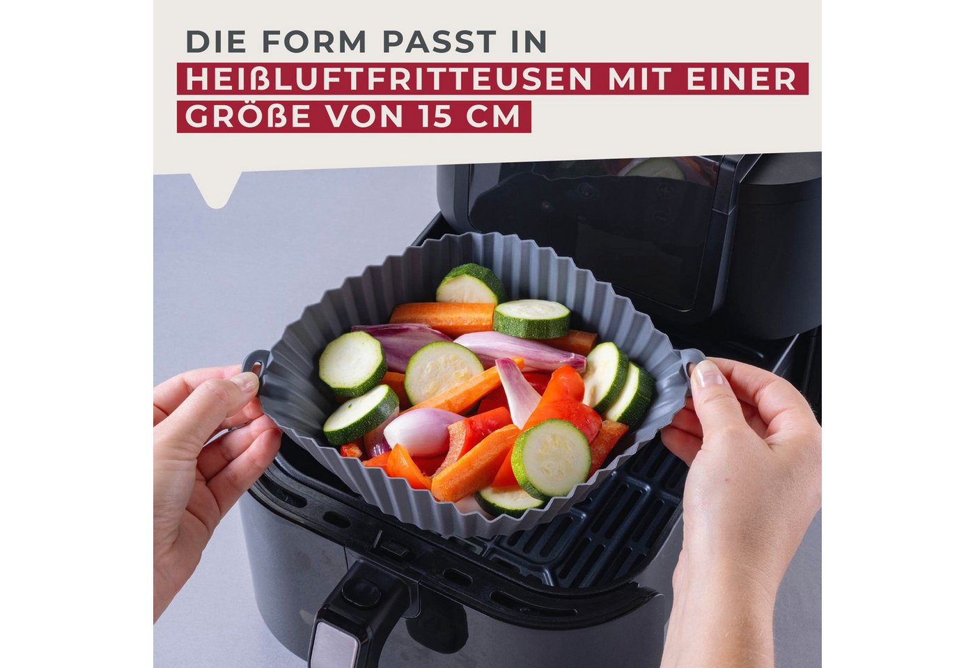 FACKELMANN Silikonform Backform für Heißluftfritteuse, Backform, Fritteusen-Einsatz, Rundform – Bild 4 von 5