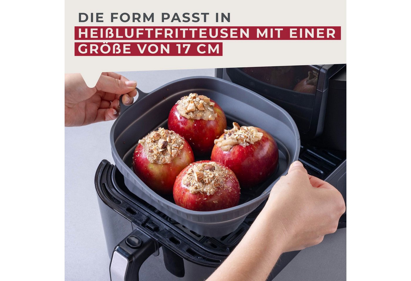 FACKELMANN Silikonform Backform für Heißluftfritteuse, faltbar, gerillter Boden, platzsparend – Bild 4 von 5