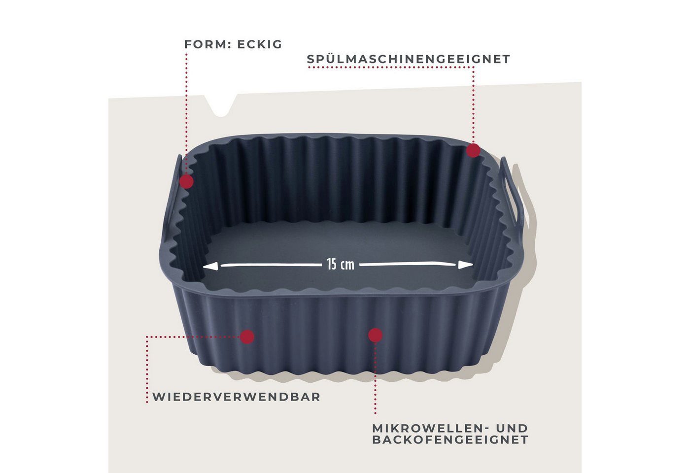 FACKELMANN Silikonform Backform für Heißluftfritteuse, Backform, Flexiform, Antihaft – Bild 2 von 5
