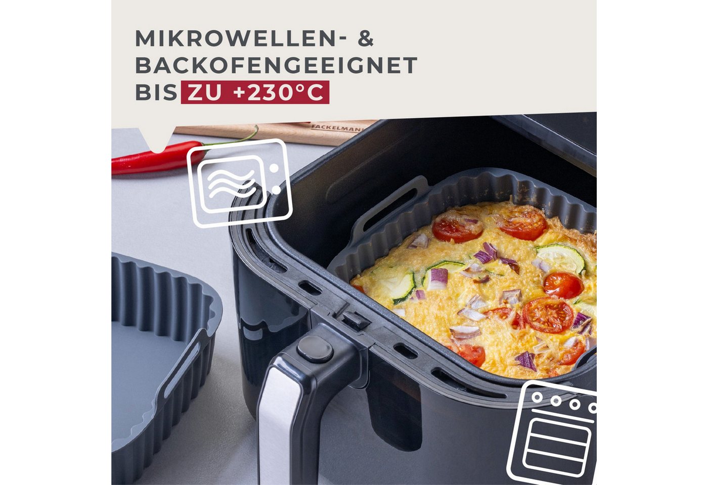 FACKELMANN Silikonform Backform für Heißluftfritteuse, Backform, Flexiform, Antihaft – Bild 5 von 5